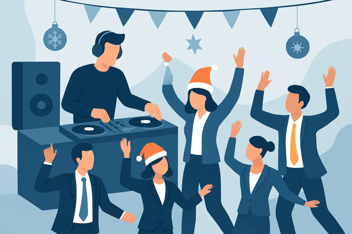 DJ til firmajulefrokost der fylder dansegulvet